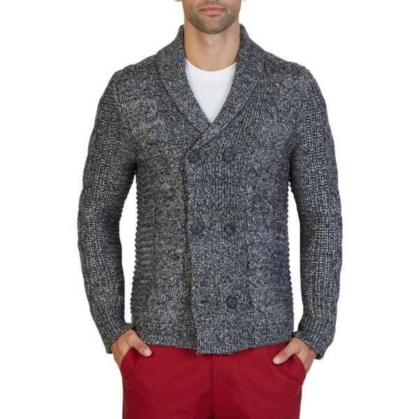 Nautica Men's Long Sleeve Textured Shawl Collar Double Breasted Peacoat Sweater 	$45.84