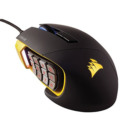 Corsair Gaming SCIMITAR RGB MOBA/MMO Gaming Mouse, Key Slider Mechanical Buttons, 12000 DPI, Yellow only $49