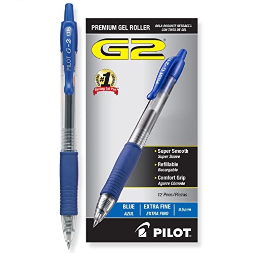 Pilot G2 Retractable Premium Gel Ink Roller Ball Pens, Extra Fine Point, Blue Ink, Dozen Box (31003), Only $7.00