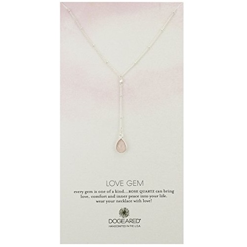 Dogeared Love Gem Beaded Rose Quartz Gem Sterling Silver Y-Shaped Necklace, 22