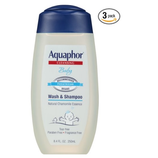 Aquaphor优色林 宝宝温和洗发沐浴露，8.4oz/瓶，共三瓶，原价$17.97，现点击coupon后仅售$10.56，免运费