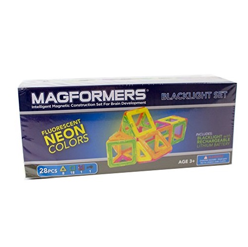 Magformers Neon Blacklight Set (28-pieces) Magnetic Building Blocks, Educational Magnetic Tiles Kit, Magnetic Construction STEM Set, Only $20.18, You Save $29.81(60%)