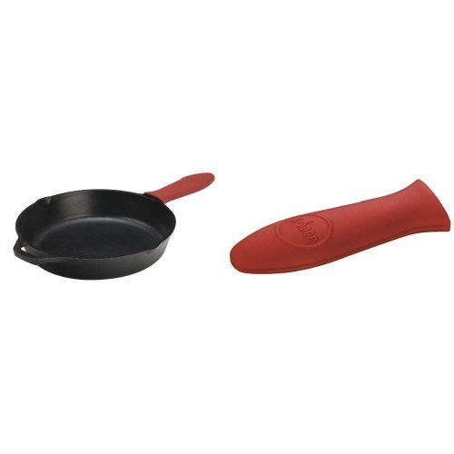 Lodge Cast-Iron Skillet L10SK3ASHH41B, 12-Inch and Lodge ASHH41 Silicone Hot Handle Holder, Red Bundle, Only $31.99
