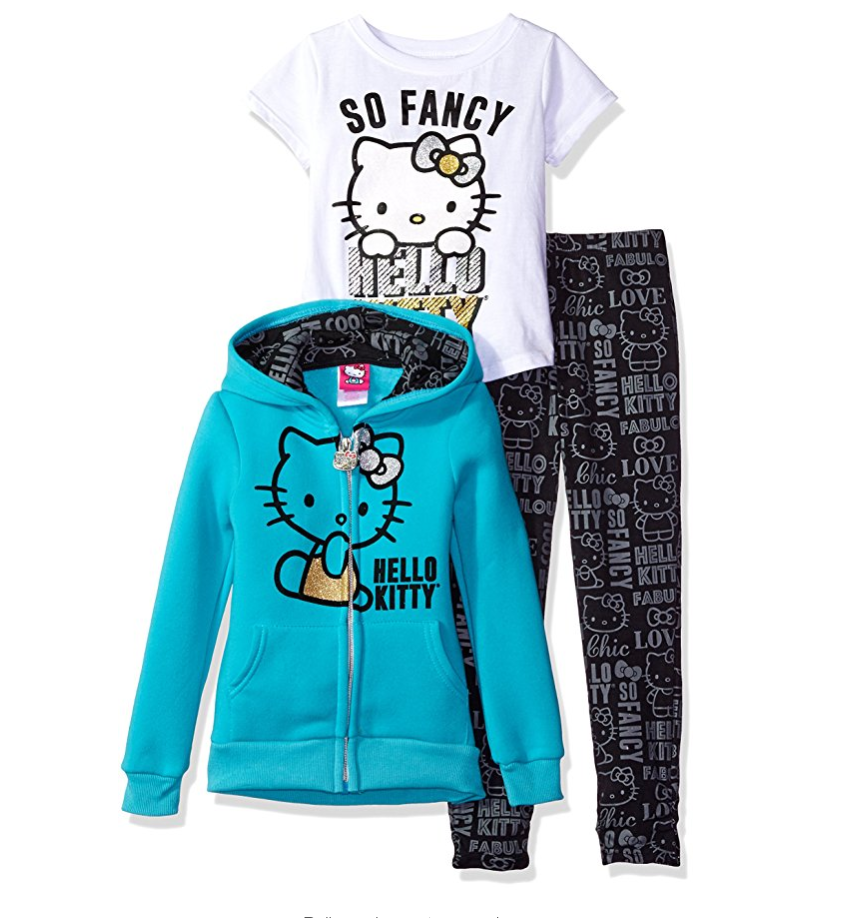 Hello Kitty Girls' 3 Piece Zip up Hoodie Legging Set with T-Shirt and Printed Leggings only $13.91