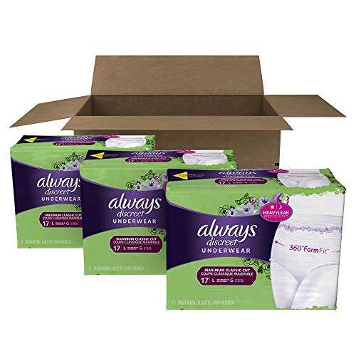 Always Discreet Incontinence Underwear for Women, Maximum Absorbency, Large, 51 count, Only $21.92, free shipping after clipping coupon and using SS