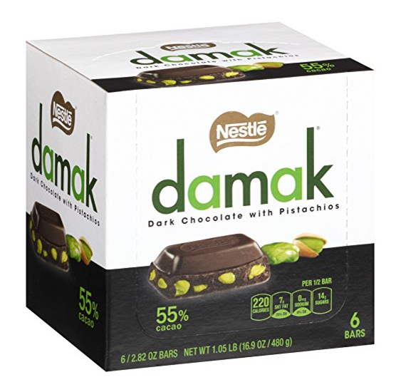 NESTLE Damak Dark Chocolate with Pistachios, 2.82 Ounce (6 Bars) only $13.28