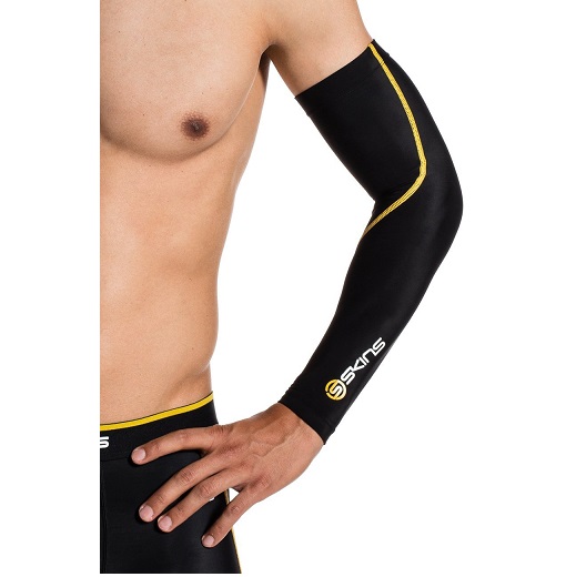 SKINS Men's Essentials Compression Sleeves, Black/Yellow, Large, Only $7.99, free shipping