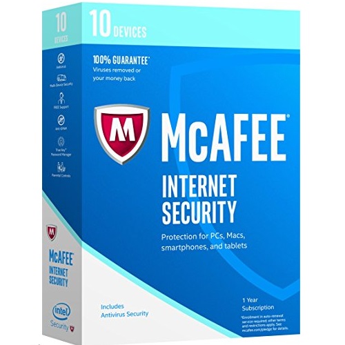 史低价！杀毒软件！McAfee Internet Security 网络安全全面保护套装2017版，10台设备，原价$79.99，现仅售$16.99