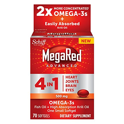MegaRed Advanced 4-in-1 Omega-3 Fish Oil and Krill Oil Dietary Supplement - 70 Softgels, Only $19.60, You Save $7.52(28%)