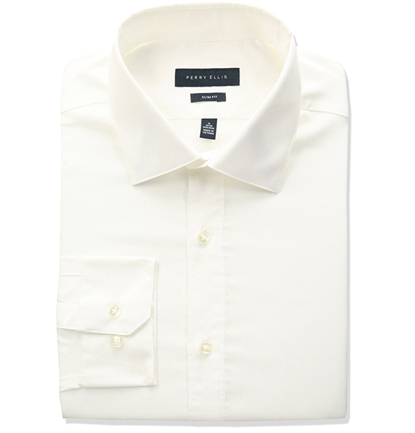 Perry Ellis Collection Men's Slim Fit Solid Non-Iron Dress Shirt only $14.32