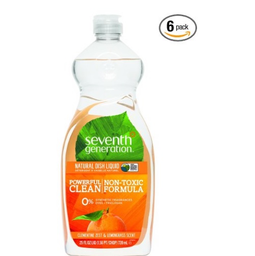 Seventh Generation檸檬和橘香型洗碗液，25oz/瓶，共6瓶，原價$26.70，現點擊coupon后僅售$13.32，免運費。