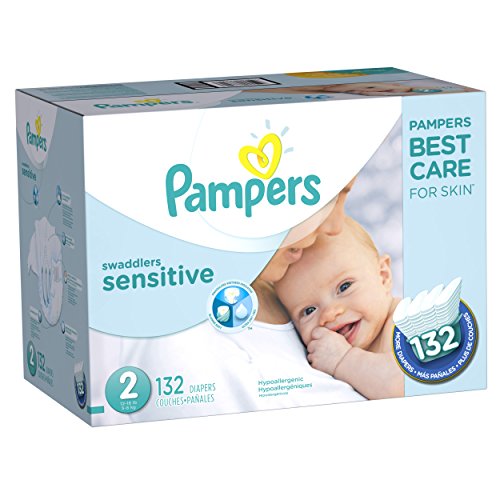 仅限Prime会员！史低价！Pampers 帮宝适婴儿干爽纸尿裤，敏感肌肤，2号，132片，原价$57.26，现点击coupon后仅售$28.98，免运费。其它size同价！