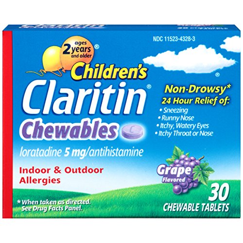史低价！Claritin 24小时抗过敏 咀嚼 药片，儿童款，不嗜睡，30粒，原价$28.57，现仅售$11.00， 免运费