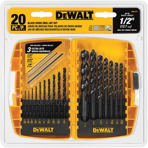 DEWALT DW1177 20-Piece Black-Oxide Metal Drill Bit Set, Only $11.99