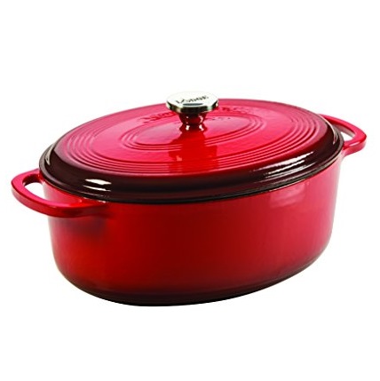 Lodge EC7OD43 Enameled Cast Iron Oval Dutch Oven, 7-Quart, Red, Only $73.28 , free shipping