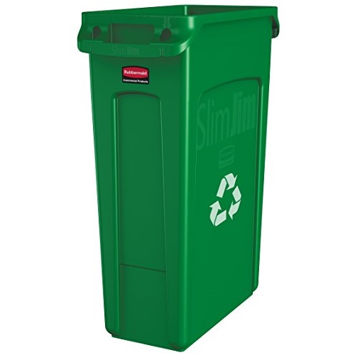 Rubbermaid Commercial Slim Jim Recycling Container with Venting Channels, Plastic, 23 Gallons, Green (354007GN), Only $26.69