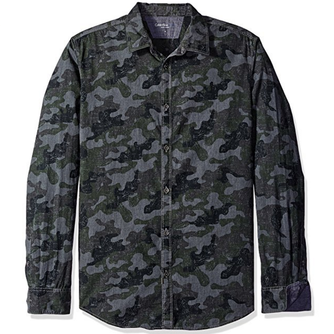 Calvin Klein Jeans Men's Melange Camo Print Long Sleeve Button Down Shirt $16.99 FREE Shipping on orders over $35