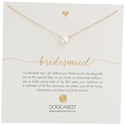 Dogeared Bridesmaid, Large White Pearl Gold Necklace, 18