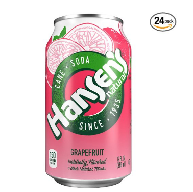 Hansen's 西柚味 天然蔗糖蘇打 飲料 24罐  特價僅售$8.52