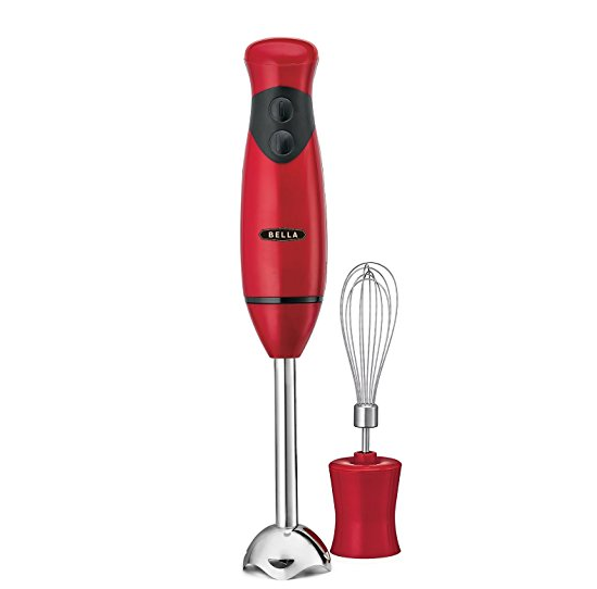 BELLA Immersion Hand Blender with Whisk Attachment, Quickly Mixes Sauces, Purees Soups, Smoothies & Dips, BPA-Free, Easy To Clean, Stainless Steel/Red 14460 only $21.56