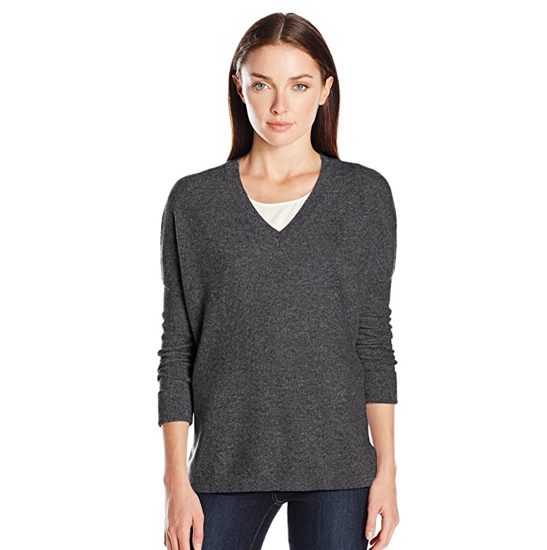 Lark & Ro Women's 100% Cashmere Slouchy V-Neck Sweater only $15.85
