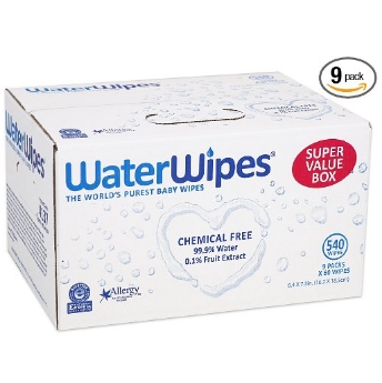 WaterWipes Sensitive Baby Wipes, Natural & Chemical-Free, 9 packs of 60 Count (540 Wipes) $19.31