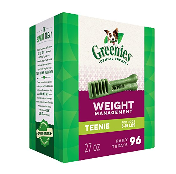 史低！ GREENIES Weight Management 汪星人洗牙棒，27盎司装，Teenie, 现点击coupon后仅售$11.64, 免运费！