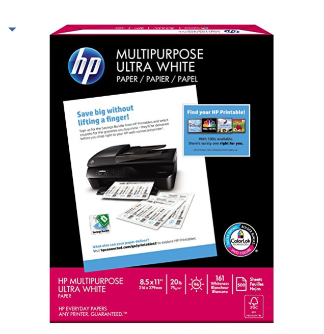 HP Paper, Multipurpose Ultra Poly Wrap, 20lb, 8.5 x 11, Letter, 96 Bright, 161 whiteness, 500 Sheets / 1 Ream (212500R) Made In The USA only $2.98