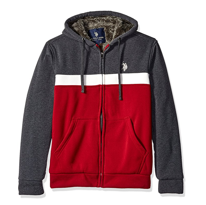 U.S. Polo Assn. Men's Color Blocked Fleece Hoodie with Faux Sherpa Lining only $17.58