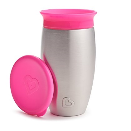 Munchkin Miracle Stainless Steel 360 Sippy Cup, Pink, 10 Ounce, Only $10.86