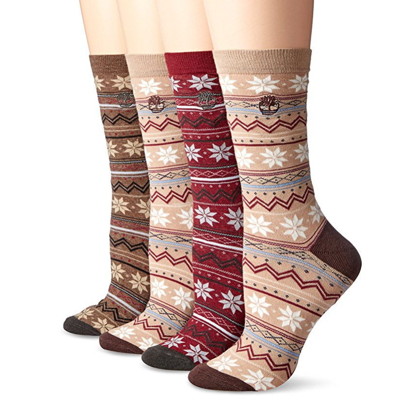 Timberland Women's Vintage Style Cotton Crew Sock 4-Pack Assorted only $3.97
