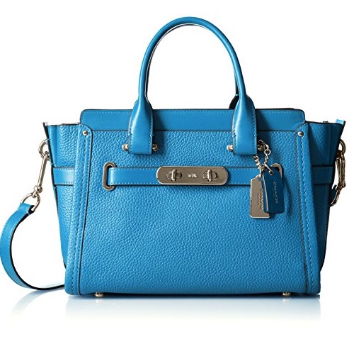 COACH Women's Pebbled Leather Coach Swagger 27 SV/Azure Satchel, Only $190.50, free shipping