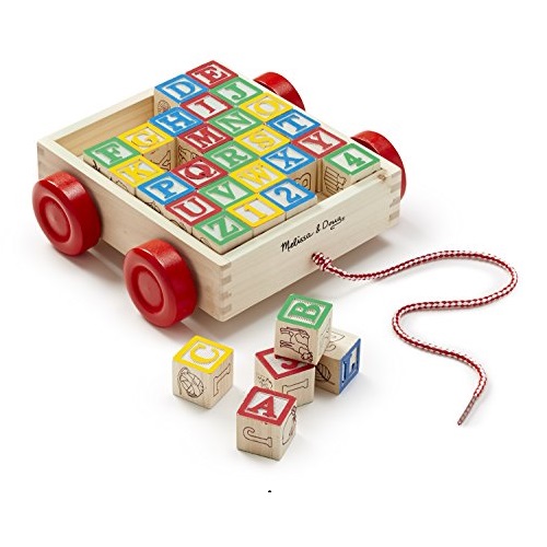 Melissa & Doug Classic ABC Wooden Block Cart Educational Toy With 30 Solid Wood Blocks, Only$11.99, free shipping