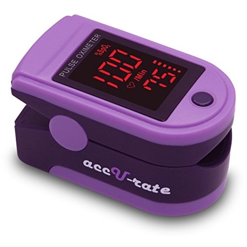 Zacurate Pro Series 500DL Fingertip Pulse Oximeter Blood Oxygen Saturation Monitor with silicon cover, batteries and lanyard (Royal Purple), Only $14.95 after clipping coupon