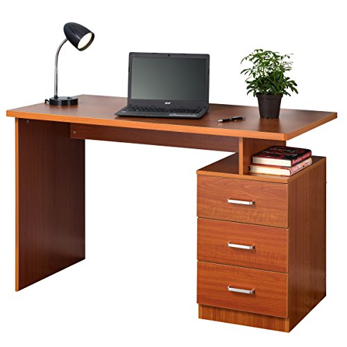 Fineboard Home Office Desk with 3 Drawers, Cherry Finish, Only $99.00, You Save $57.00(37%)