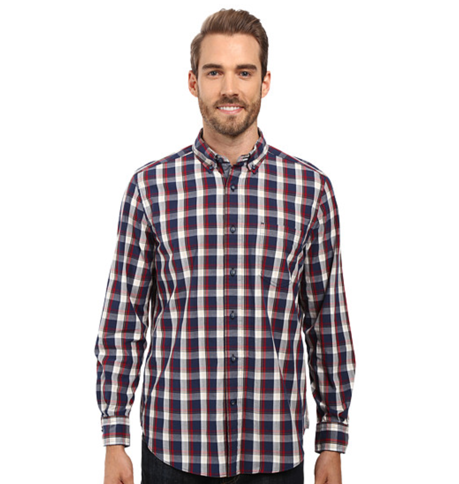6PM: Nautica Long Sleeve Large Plaid Shirt 男士衬衫, 原价$69.5, 现仅售$24.99