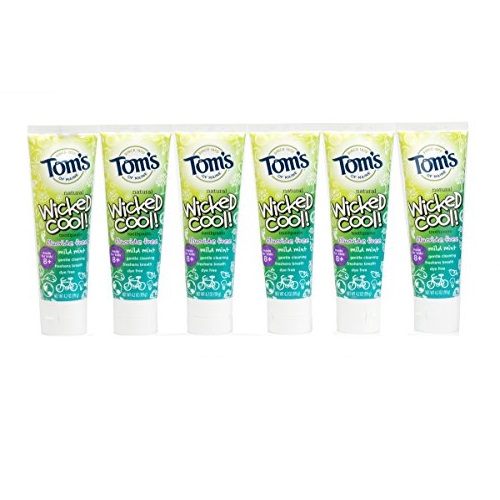 Tom's of Maine Natural Wicked Cool! Fluoride Free Children's Toothpaste, Mild Mint,  4.2 Ounce, Pack of 6, Only $15.62, free shipping after using SS