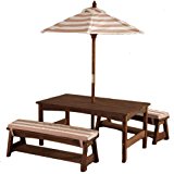 KidKraft 00 Outdoor Table and Bench Set with Cushions and Umbrella, Espresso with Oatmeal and White Striped Fabric $149.99 FREE Shipping