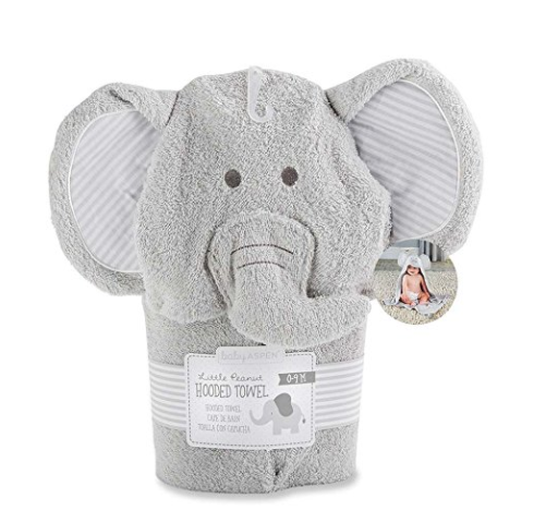 Baby Aspen Little Peanut Elephant Hooded Spa Towel, Grey/White only $21.46