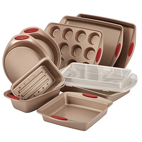 Rachael Ray 52410 10-Piece Steel Bakeware Set, Cranberry Red, Only $63.99 after clipping coupon, free shipping