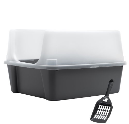 IRIS Open Top Cat Litter Box Kit with Shield and Scoop, Gray, Only $4.33, You Save $10.66(71%)