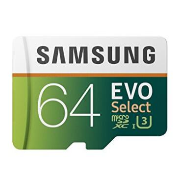 Samsung 64GB 100MB/s (U3) MicroSDXC EVO Select Memory Card with Adapter (MB-ME64GA/AM) $10.99