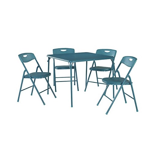 Cosco Products 5-Piece Folding Table and Chair Set, Teal, Only $59.49, free shipping