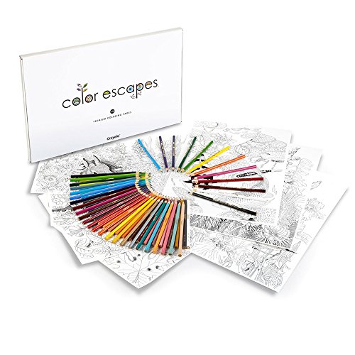 Crayola Color Escapes Coloring Pages & Pencil Kit, Garden Edition, 12 Premium Pages by renowned artist Claudia Nice, 12 Watercolor Pencils, 50 Colored Pencils, Only $4.68