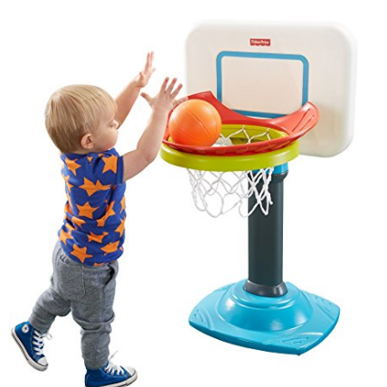 史低价！ Fisher-Price Grow-to-Pro 可调节幼儿篮球架 特价仅售$23.71