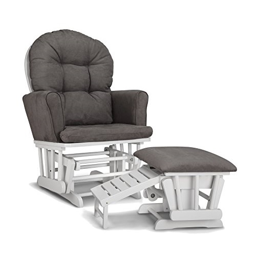 Graco Parker Semi-Upholstered Glider and Nursing Ottoman, White/Gray, Only $115.90, free shiping