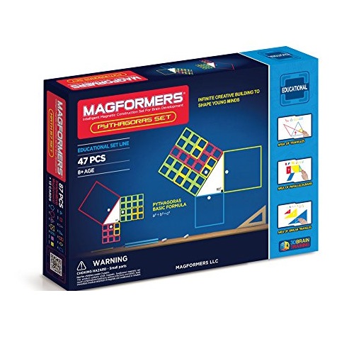 Magformers Pythagoras Set (47 Piece) Magnetic Building Blocks, Educational Magnetic Tiles Kit , Magnetic Construction STEM Set, Only $32.34