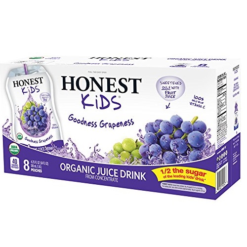 史低价！HONEST Kids 儿童有机葡萄汁， 6.75oz/袋，共32袋，原价$17.16，现点击coupon后仅售$10.89，免运费