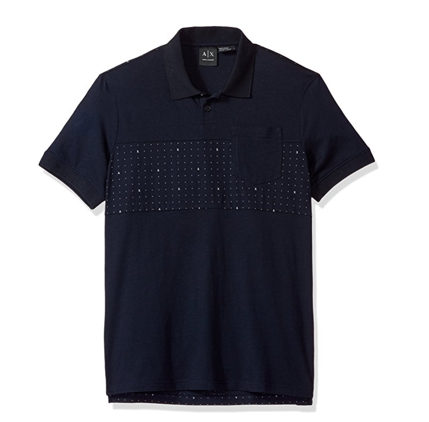阿玛尼 Armani Exchange Micro Print Ss 男士Polo衫，现仅售$41.65, 免运费！