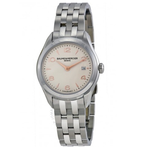 BAUME ET MERCIER Baume and Mercier Clifton Silver Dial Ladies Watch, only $499.00, free shipping after using coupon code